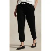 Ralph Lauren para mulher. 211971694004 Calça de moletom de felpa com cordão preto (XS), Casual, Esportivo, Algodão