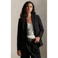 Ralph Lauren para mulher. 211907268002 Americana de lã e elástico preto (32), Casual, Clássico