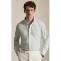 Ralph Lauren para homem. 710B22585001 Camisa de popelina elástica Custom Fit verde (L), Casual, Algodão, Manga comprida
