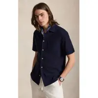 Ralph Lauren para homem. 710B18536004 Camisa de pointelle com textura marinho (XL), Casual, Algodão, Manga comprida