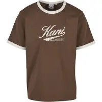 Karl kani Camisa 'Cursive Varsity' castanho / branco
