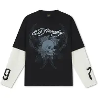 Ed Hardy Camisa '1971 Skull' azul pombo / preto / branco