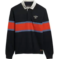 Superdry para homem. M6010909A Pólo Vintage Athletic Eagle azul-marinho, vermelho (L), Casual, Algodão, Manga comprida