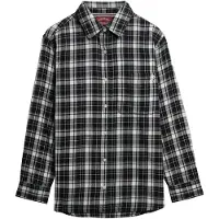 Superdry para mulher. W4010500A Camisa de flanela xadrez estilo boyfriend preta (L), Preto, Casual, Algodão, Manga comprida