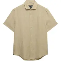 Superdry para homem. M4011104A Camisa bege Riviera (M), Casual, Linho, Manga curta
