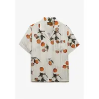 Superdry para mulher. W4010586A Camisa bege com estampado de praia (M), Casual, Algodão, Manga curta