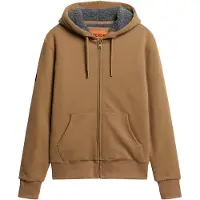 Superdry para homem. M2013749A Casaco com capuz com fecho de correr e forro em tecido polar castanho (S), Marrom, Casual, Algodão, Sustentáv