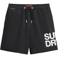 Superdry para homem. M3010247A Fato de banho de 43,2 cm com logótipo Sportswear preto (XXL), Beachwear, Polister Reciclado, Sustentável