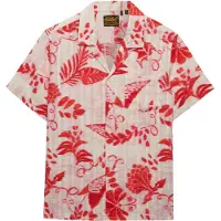 Superdry para mulher. W4010586A Camisa de praia estampada vermelha (L), Vermelho, Casual, Algodão, Manga curta