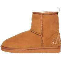 Superdry para mulher. WF210078A Botas castanhas de camurça e sherpa (40/41), Marrom, Plano, Nenhum, Casual