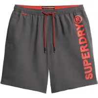 Superdry para homem. M3010248A Fato de banho de 43,2 cm com grafismo desportivo cinzento (S), Cinza, Beachwear, Polister Reciclado, Sustentá
