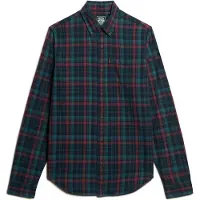 Superdry para homem. M4010737A Camisa de algodão orgânico em xadrez vintage da marinha (L), Casual, Manga comprida, Sustentável, Marinho