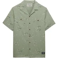 Superdry para homem. M4011130A Camisa verde estampada (L), Casual, Algodão, Manga curta