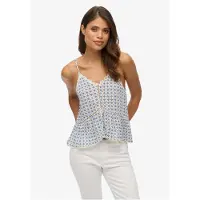 Superdry para mulher. W6011647A Top de alças Vintage Ladder Trim azul (S), Casual, Sem mangas / correias