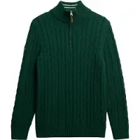 Superdry para homem. M6110661B Camisola com meio fecho de correr Cotton Classic Cable verde (XL), Casual, Algodão