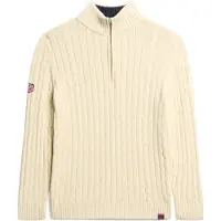 Superdry para mulher. W6110607A Camisola de râguebi Henley bege (L), Casual, Algodão