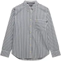 Superdry para mulher. W4010541A Camisa de popelina descontraída azul-marinho (M), Casual, Algodão, Manga comprida