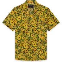 Lyle & Scott Camisa 'Wild Garden' castanho escuro / amarelo / verde escuro / laranja