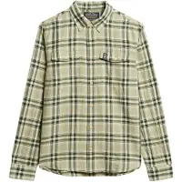 Superdry para homem. M4010916A Camisa xadrez de linho da Merchant Store verde (S), Casual, Manga comprida