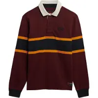 Superdry para homem. M6010909A PoloVintage Athletic Stripe Rugby castanho (L), Casual, Grená, Algodão, Manga comprida