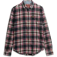 Superdry para homem. M4010727A Camisa de lenhador em algodão orgânico xadrez azul-marinho (XXL), Casual, Manga comprida, Sustentável