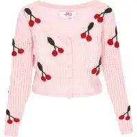 Mymo Casaco de malha verde escuro / cor-de-rosa / vermelho