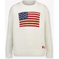 Ralph Lauren para menino. 322668285006 Camisola emblemática com bandeira branca (1.5años= 88/93), Branco, Casual, Algodão, Manga compri