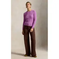 Ralph Lauren para mulher. 211971869511 Suéter de algodão em ponto de tranças rosa (XXL), Casual, Manga comprida