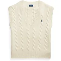 Ralph Lauren para mulher. 211949994002 Colete de malha de lã e caxemira bege (S), Casual, Sem mangas / correias