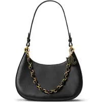 Ralph Lauren para mulher. 431P11747002 Marcy bolsa de couro média a tiracolo preta (OSFA), Preto, Casual, Pele