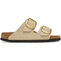 Birkenstock para mulher. 1031429 Sandálias Arizona Big Buckle Birko-Flor (Ajuste Estreito) bege (41), Plano, Fivela, Casual
