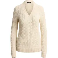 Ralph Lauren para mulher. 200888795011 Camisola de malha bege para críquete (M), Casual, Algodão, Manga comprida