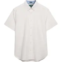 Superdry para homem. M4011101A Camisa Preppy Oxford branca (L), Branco, Casual, Algodão, Clássico, Manga curta