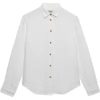 Superdry para mulher. W4010587A Camisa Premium de Linho branco (S), Casual, Manga comprida