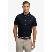 Superdry para homem. M4011101A Camisa Preppy Oxford azul-marinho (L), Casual, Algodão, Clássico, Manga curta