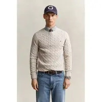 Gant para homem. 8050601 Camisola de malha de tranças bege (S), Casual, Algodão, Clássico