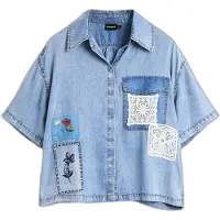 Desigual Blusa azul ganga / azul claro / branco