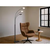 Fischer & Honsel Leuchten Candeeiro de pé LED Dent, preto, 185 cm, metal, CCT, 3 lâmpadas.