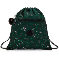 Kipling Saco de ginásio 'Supertaboo' esmeralda / verde escuro / vermelho / branco