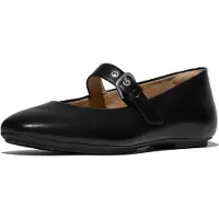 FitFlop para mulher. E3D-090 Sabrinas de couro Delicato pretas (40), Preto, Plano, Fivela, Casual