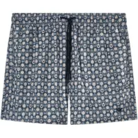 Emporio Armani para homem. EM000583_AF20439 Calção de banho curto com mistura de estampados marinho (M), Beachwear, Poliéster