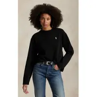 Ralph Lauren para mulher. 211967105002 Camiseta de malha jersey de algodão preto (XXS), Casual, Manga comprida