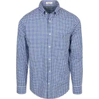 Gant para homem. 3000120 Camisa em popeline xadrez azul Vichy de corte regular (M), Casual, Algodão, Clássico, Manga comprida