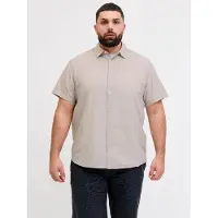 Plus Camisa De Manga Curta 12294285 Linen Plus Size