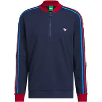 Adidas Sweatshirt de desporto ' 3-Stripes 1/4 Zip' azul / azul noturno / vermelho escuro