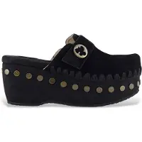 Mou para mulher. MU.SW611001A Tamancos de camurça lisos preto (41), 3 a 5cm, Nenhum, Casual