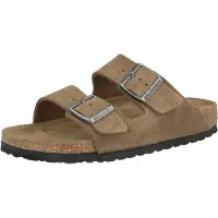 Birkenstock para mulher. 1032717 Sandálias de Couro Arizona (Ajuste Estreito) castanho (37), Marrom, Plano, Camurça, Nenhum, Casual