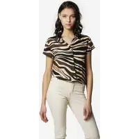 KOROSHI Blusa bege / castanho / brocado / preto