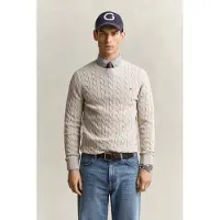 Gant para homem. 8050601 Camisola de malha de tranças bege (XL), Casual, Algodão, Clássico
