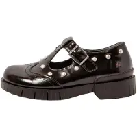 Art para mulher. 11834S201003_001 1834S Sapatos Oxford em couro preto (42), Plano, 1 a 3cm, Fivela, Casual